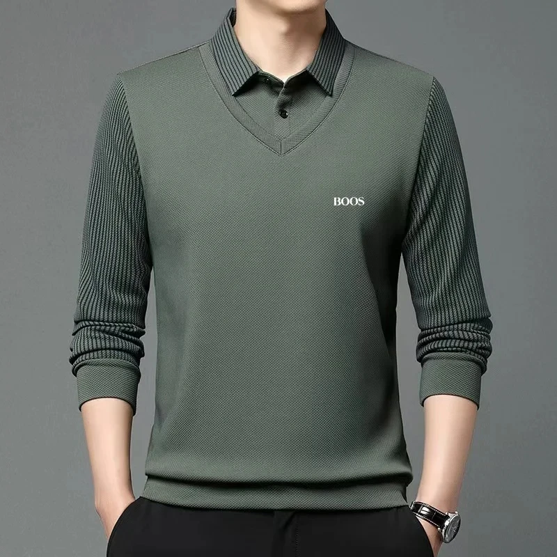 

Camiseta de manga larga para hombres, ropa de trabajo transpirable bordada en primavera y otoño para hombres
