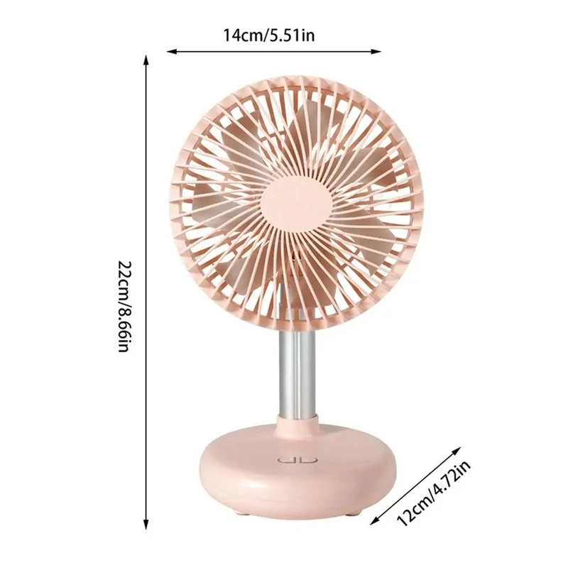 USB 충전식 휴대용 미니 진동 선풍기, 배터리 작동 테이블 선풍기, 4 단계 속도, 야외용 책상 선풍기