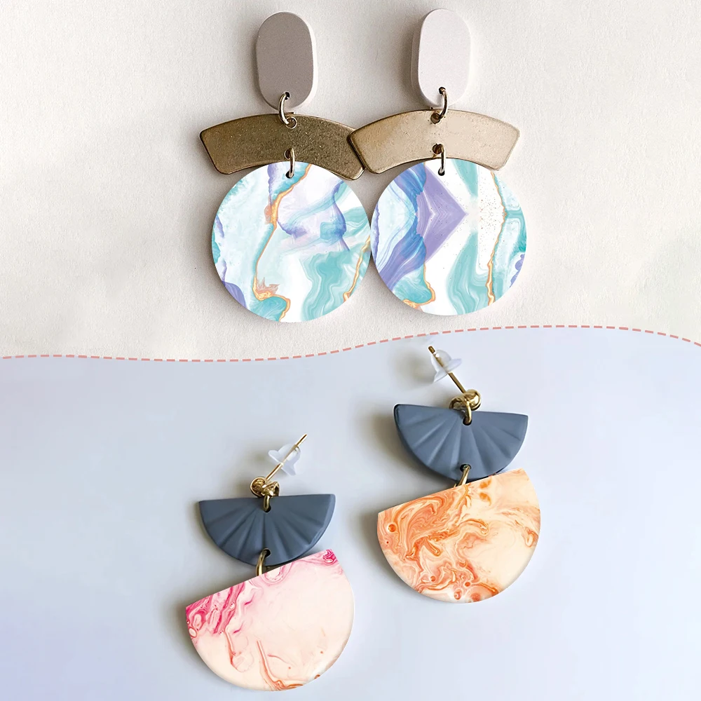 Summer Sea Abstract Pattern Soft Ceramic Earrings Water Soluble Disposable Stickers For DIY Jewelry Making Decal 2025