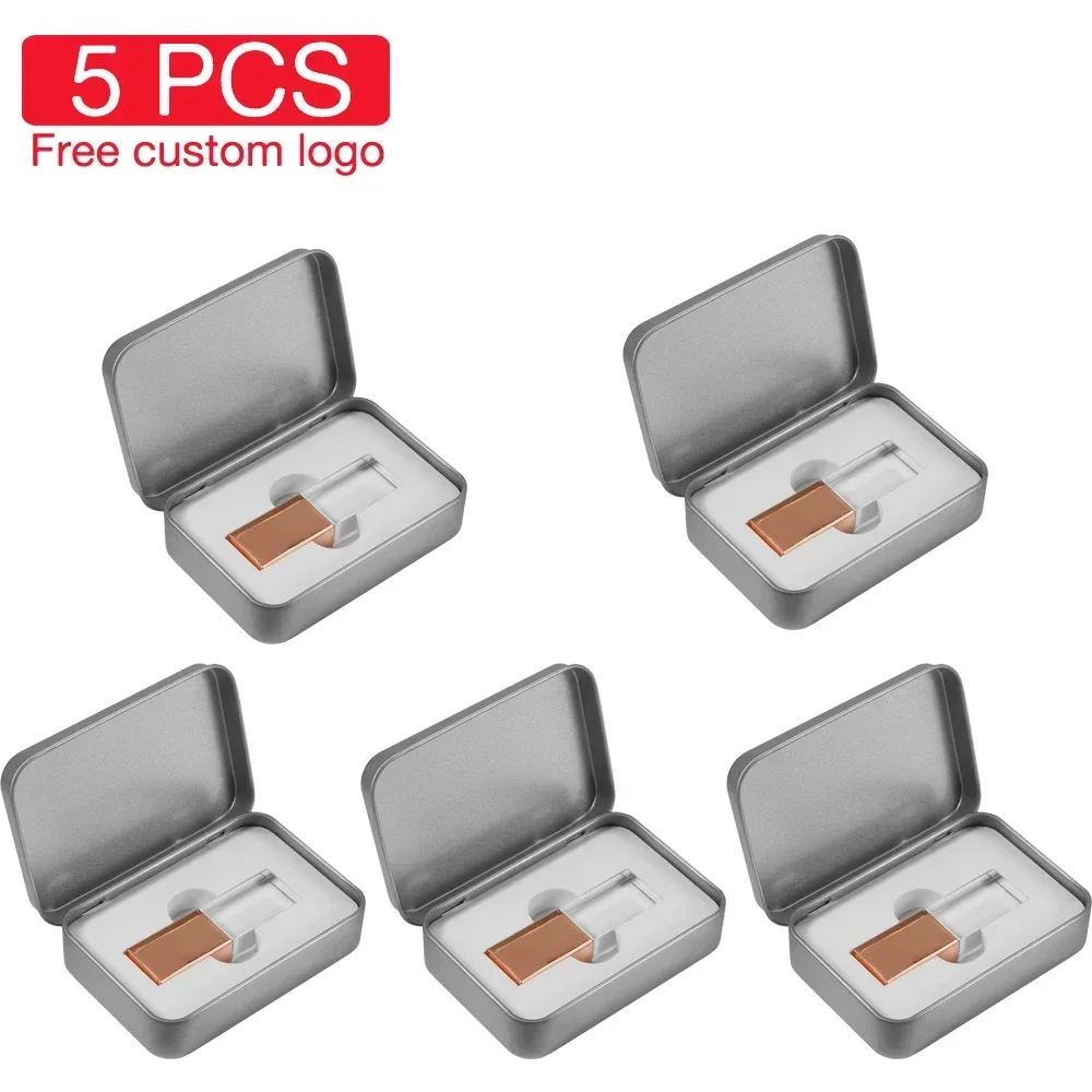 SHANDIAN 5 PCS LOT Free Custom Logo USB Flash Drive 128GB Iron Box Memory Stick 64GB Business Gift Pen Drive 32GB Pendrive 16GB