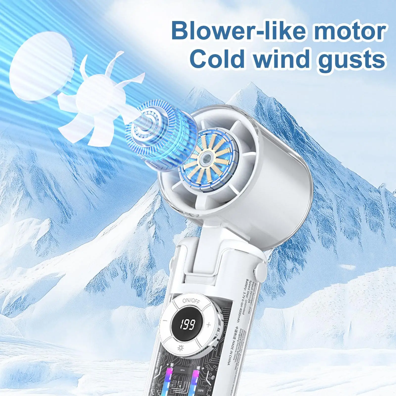 Rechargeable Hand Fan Foldable Hand Cooling Fan With Lights Compact Hot Weather Supplies With Lanyard For Work Fishing Picnic