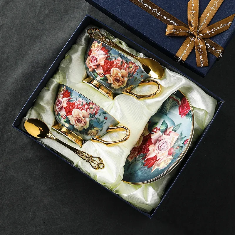 220ml British Style High-grade Exquisite Gilded Bone Porcelain Coffee Cup Palace Style Tea Cup set Household Kitchen Utensils