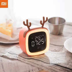 Xiaomi Youpin Creative LED Night Light with Thermometer Bedside Alarm Clock Bedroom Gift USB Rechargeable Digital Clock 5 Styles