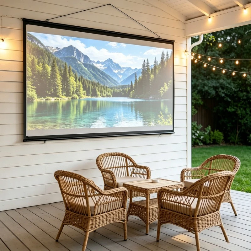Écran de projection 146x110cm pour cinéma maison, présentation au bureau, montage mural, format d'affichage manuel 72 pouces 4:3, optimisation de l'image par réflexion diffuse, blanc