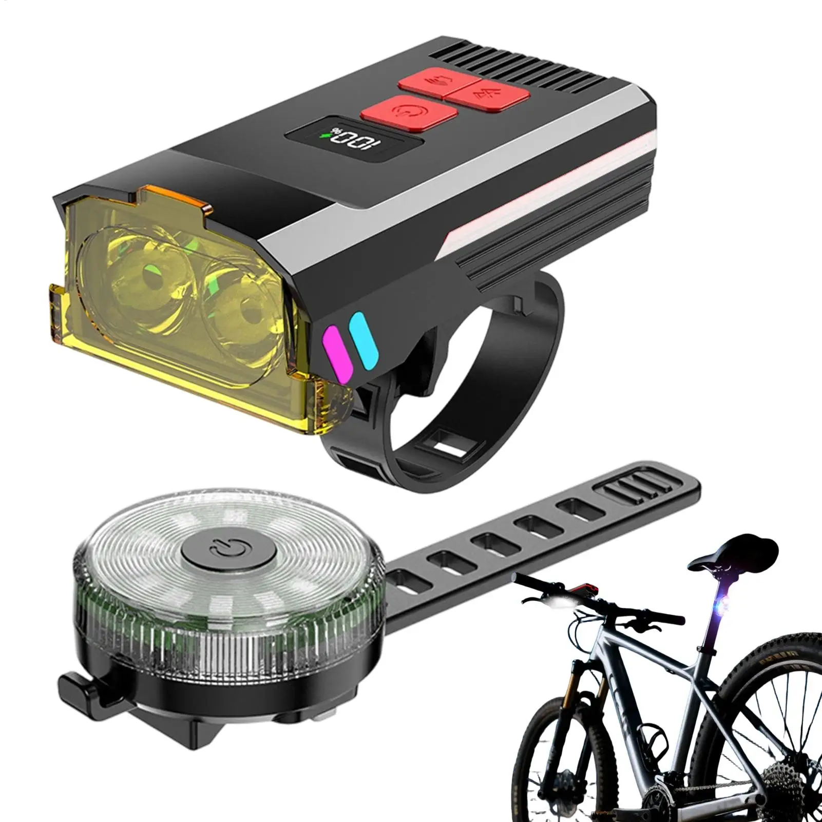 

Набор велосипедных фонарей, супер яркий, водонепроницаемый, безопасный, передний и задний фонарь для горного велосипеда для взрослых, мужчин, женщин, скутер, электронный велосипед, горная дорога