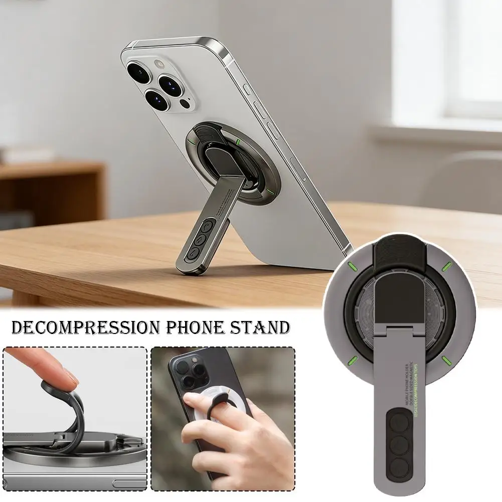 

New Magnetic Dual-Sided Phone Stand With Fidget Toy Stress Relief Function 360° Rotating Foldable Hands-Free Desk Mount