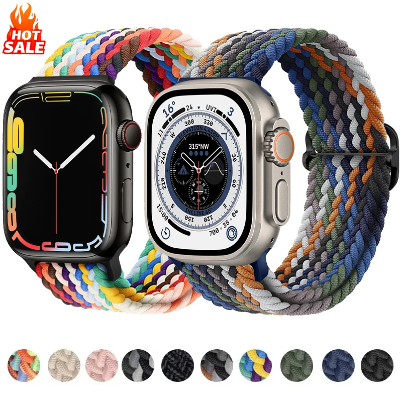 

Nylon Strap for Apple Watch Band Ultra 2 49mm 46mm 42mm 44mm 40 41mm Braided Adjustable Bracelet IWatch Series 10 9 8 7 6 SE 5 4