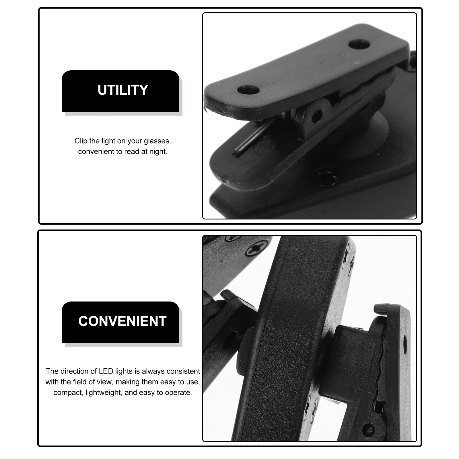 

2Pcs LED Eyeglass Clip Lamp Mini Reading Book Light Portable for Night Study Camping Travel Crafts Eyeglass Clip Light