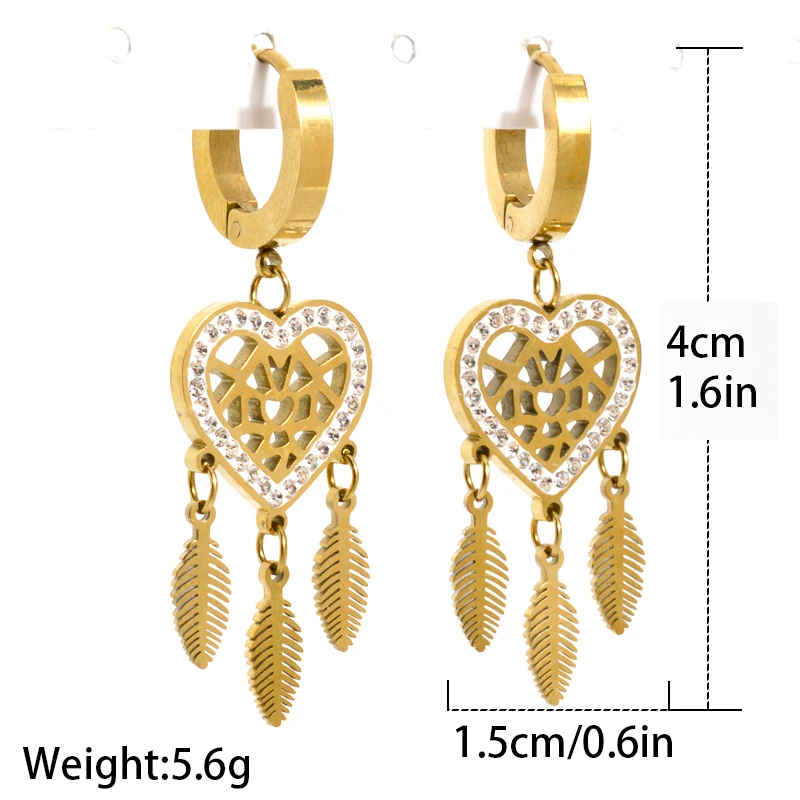 CHARMOMENT Gold Color Hoop Zircon Hanging Tassel Piercing Earrings for Women Luxury Stainless Steel Beauty Vintage Punk Jewelry