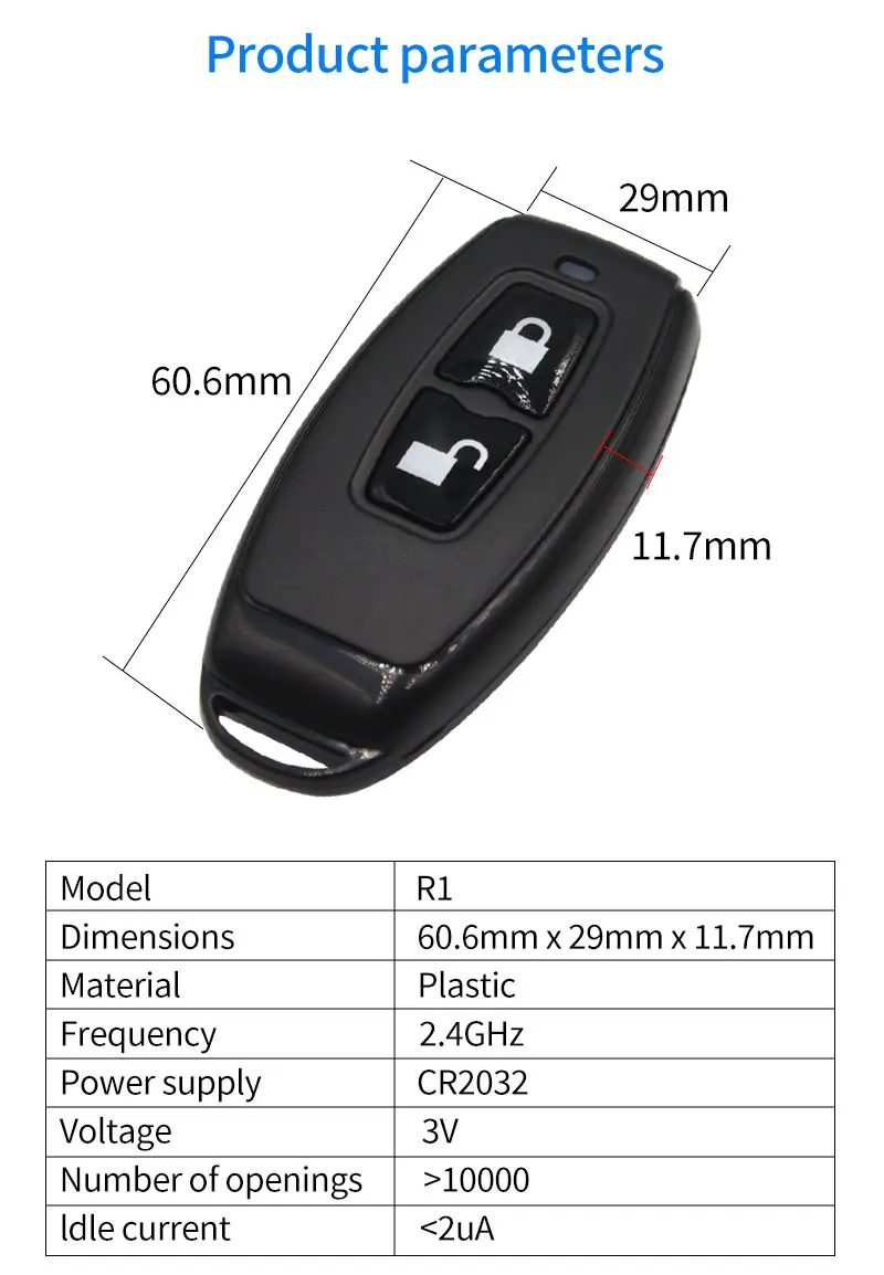 TTlock Key Fob R1 2.4GHz Remote Control nirkabel untuk perangkat akses pintu kunci pintar dengan Remote Control aplikasi TTLock