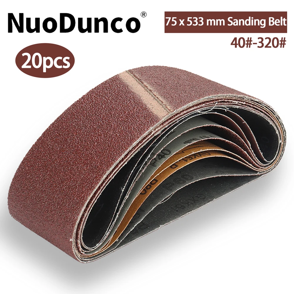 20 pezzi 75x533mm 3x21 pollici nastro abrasivo 40/60/80/120/180/240/320 grana ossido di alluminio nastro abrasivo levigatrice nastro per la lavorazione del legno