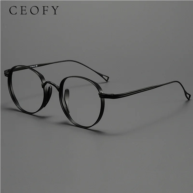 Ceofy Women Men Round Titanium Eyeglasses Frame Vintage Myopia Optical Prescription Glasses Frame New Men Eyewear High Quality