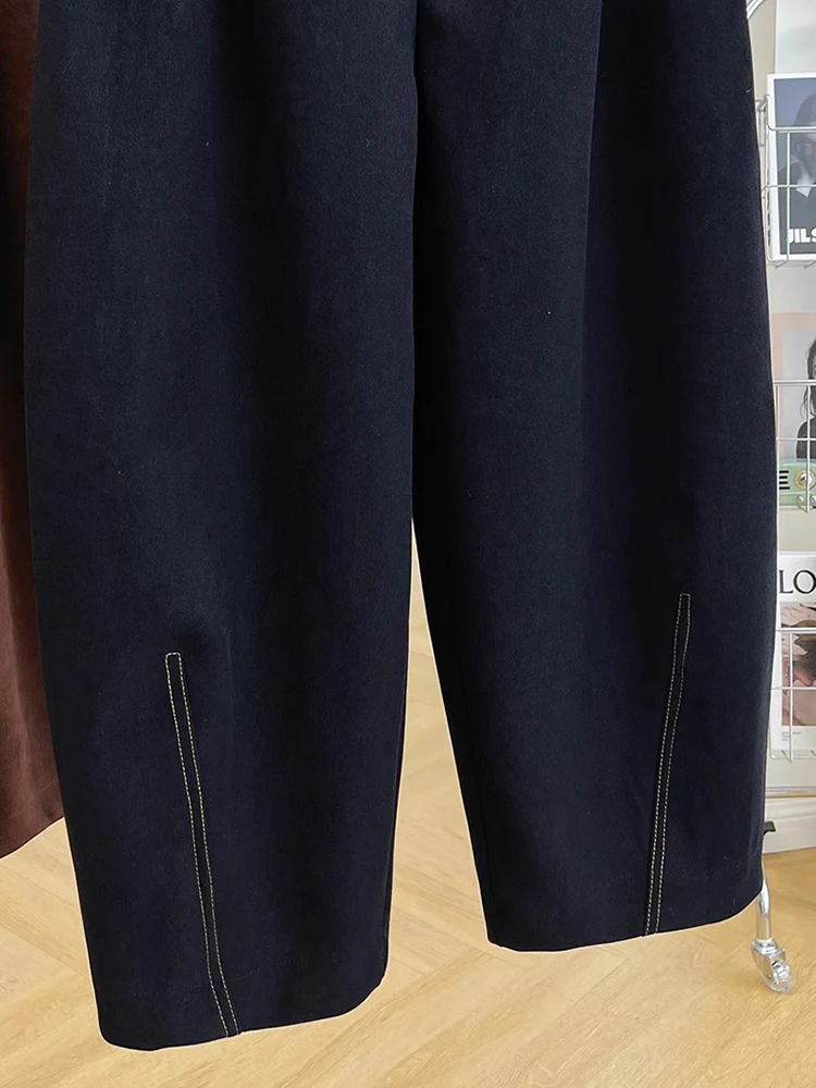 2023 Autumn Winter Vintage High Waist Pants Woman Baggy Casual Pants Loose Wide Leg Thickened Trousers Women