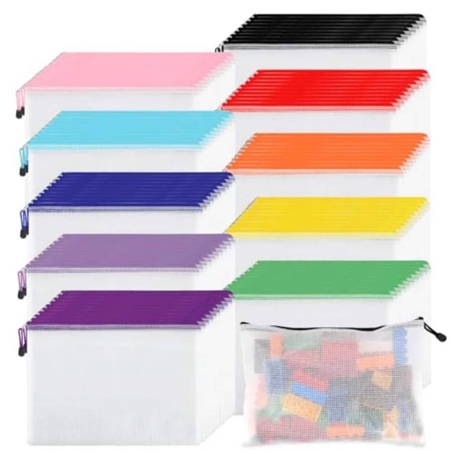 

Mesh Zipper Pouch A4 Size 10 Colors Zipper Bags for Organizing Storage Waterproof Puzzle Bag Zipper File Bags for Board Games a