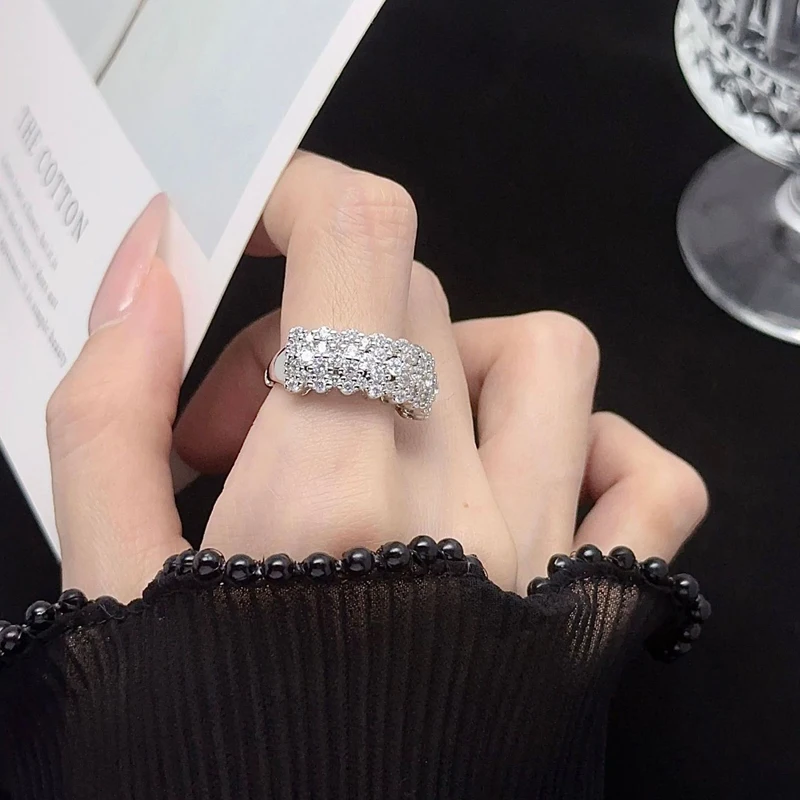 Summer Full Pave Cubic Zirconia Engagement Band Jewelry 5A CZ Eternity Band Stacking 925 Sterling Silver Ring for Women