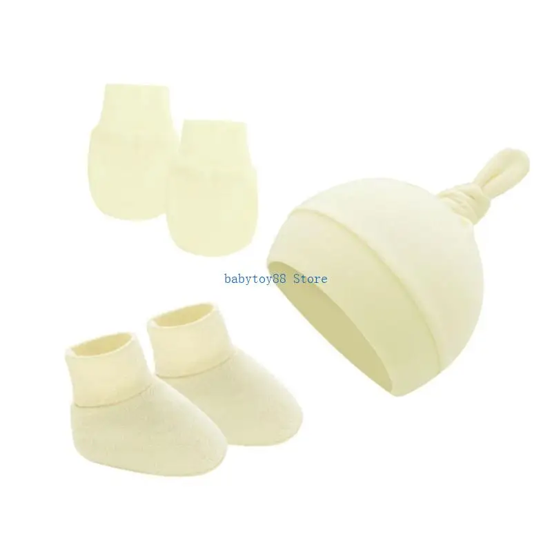 Y4UD الشتاء الطفل قبعة قفازات الجوارب مجموعة صبي فتاة الدافئة القطن الاطفال بيني السخافات بونيه