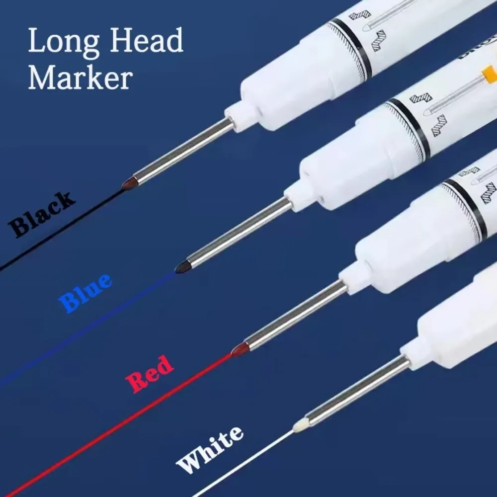 New 20mm Marker Pen Deep Hole Long Nib Head Metal Perforating Pen Waterproof Carpenter Pen Bathroom Woodworking