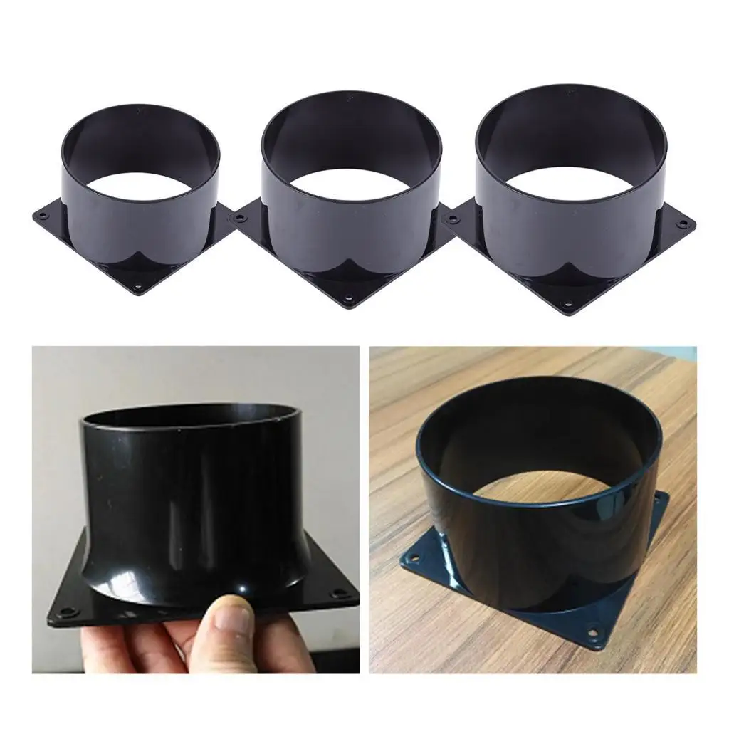 Air Vent Duct lange Straight Flange Connector Ventilation Pipe Connector Black