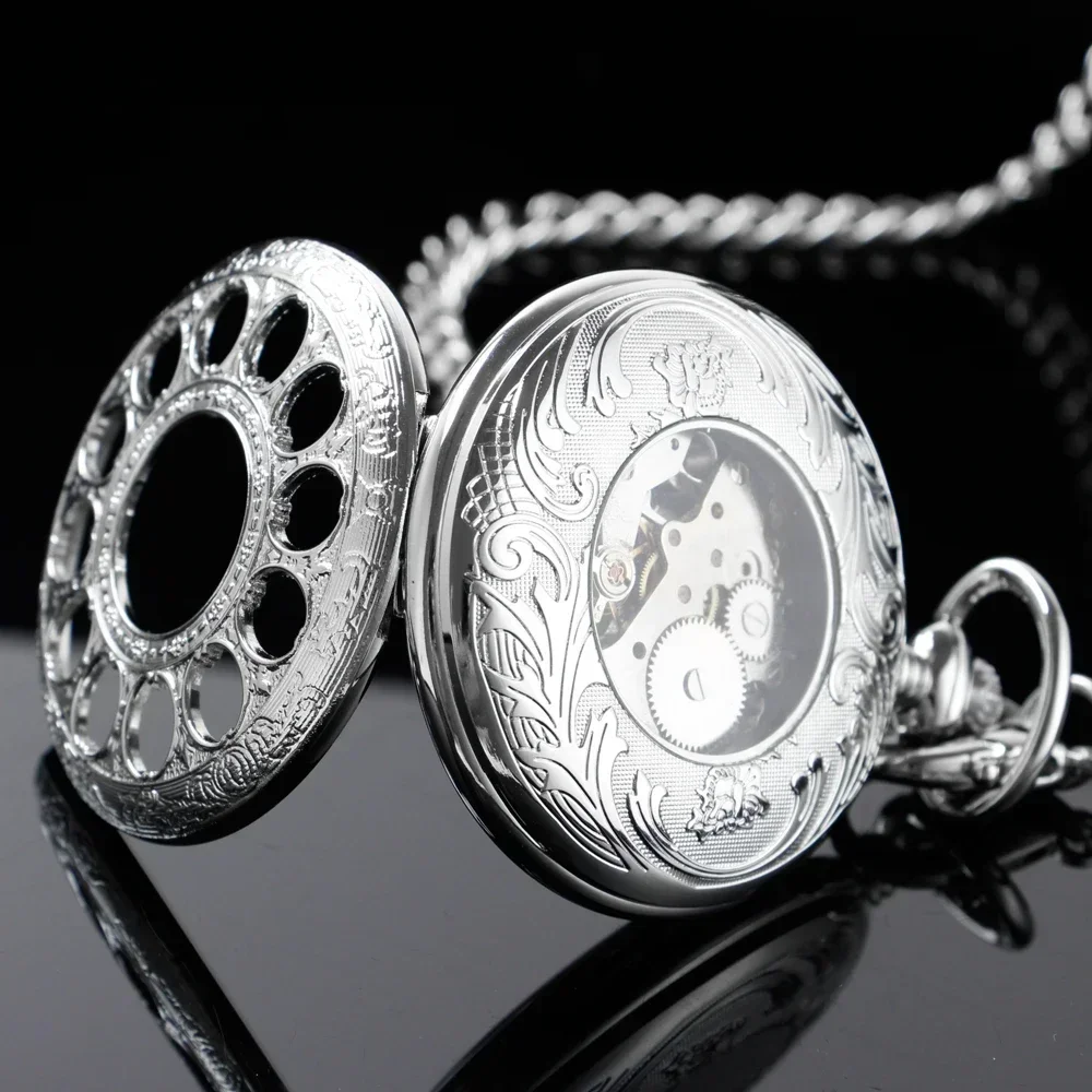 10 ชิ้น/ล็อตขายส่ง Luxury Hollow Mechanical นาฬิกาพ็อกเก็ตนาฬิกาสวย Fob นาฬิกาผู้ชายผู้หญิงนาฬิกาของขวัญวันเกิด