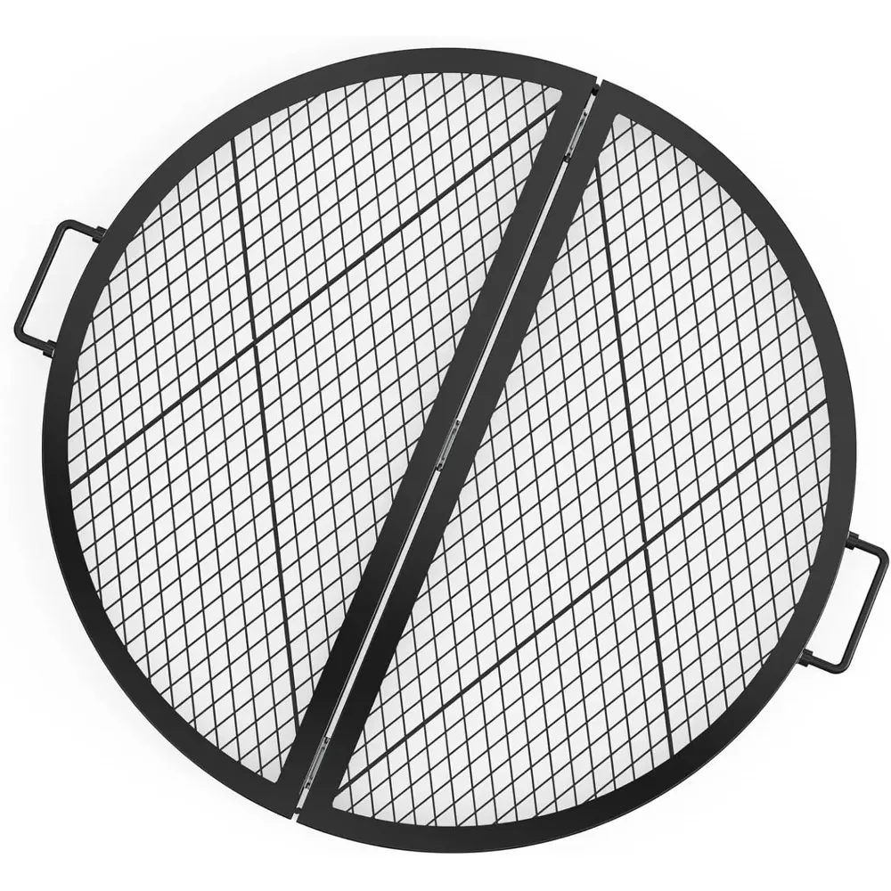 

Hot sell.X-Marks Fire Pit Cooking Grate, Foldable Round Grill Grate with Handles, 30 Inch Portable Outdoor Campfire BBQ Grill,