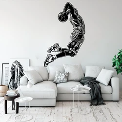 Jumping Basketball Player Wall Decal Large BaskePlayer Dunk Shoot Ball Sport Wall Decal Playroom Basketball Player Wall Sticker