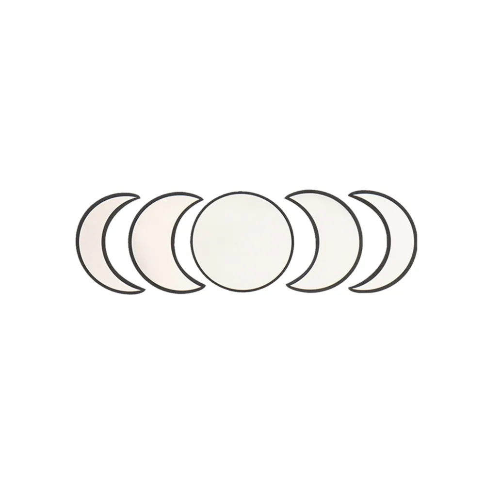 5 Pieces Set Moon Phase Mirror Scandinavian Style Wooden Frame Acrylic Wall Decor Natural Decor Acrylic Material