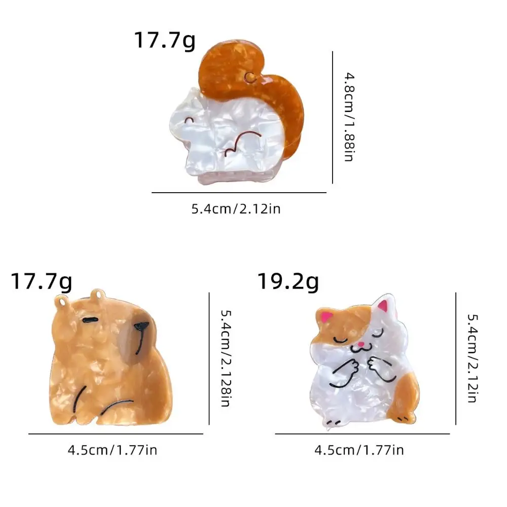 Cute Cat Capybara Hair Clip Cartoon Creative Acetate Kitty Hair Claw Headwear Fashion Squirrel Hairpin Girls