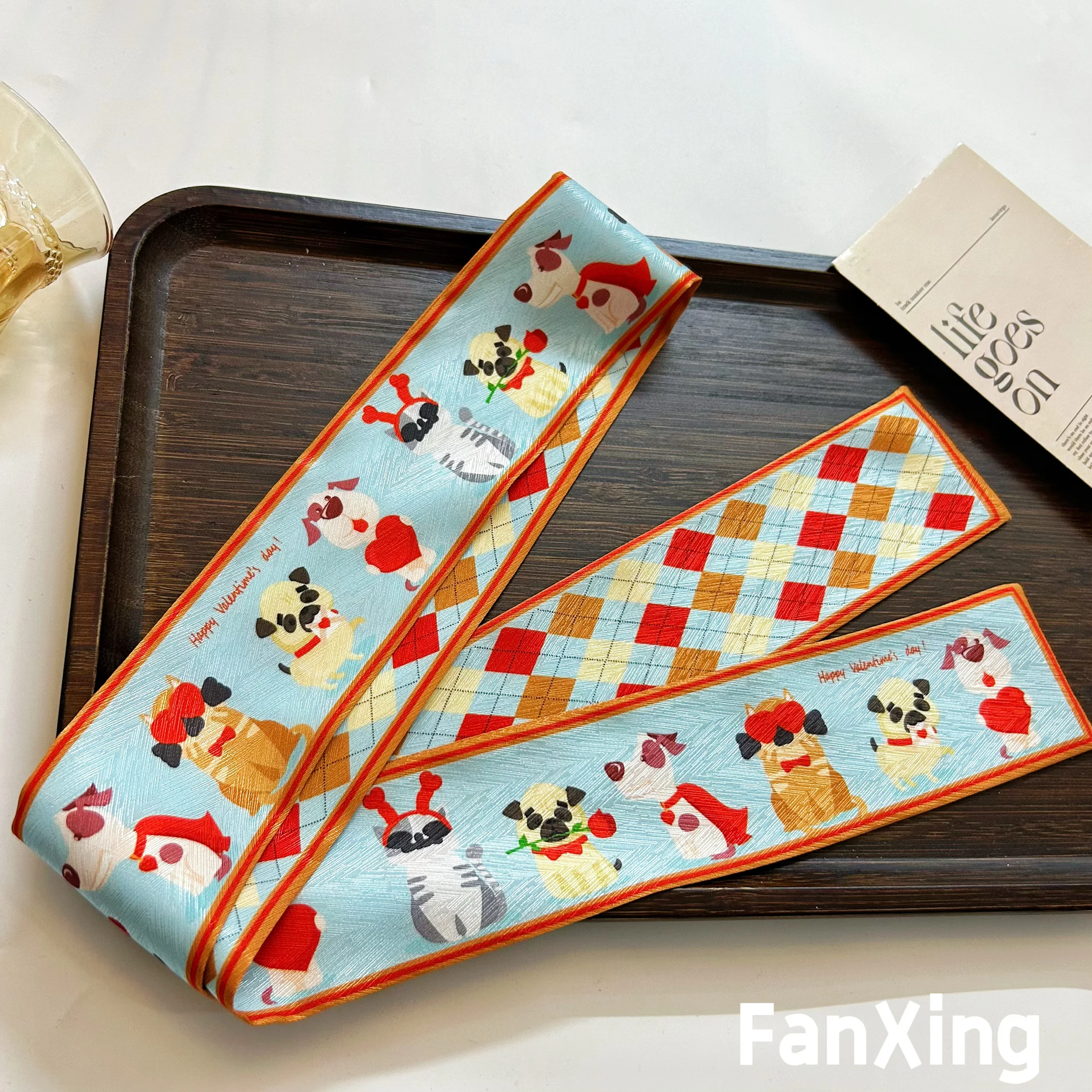 

Оригинальная мультяшная сумка, шелковый шарф, женская повязка на голову, сумка с лентой, пояс, шарф, шарфы