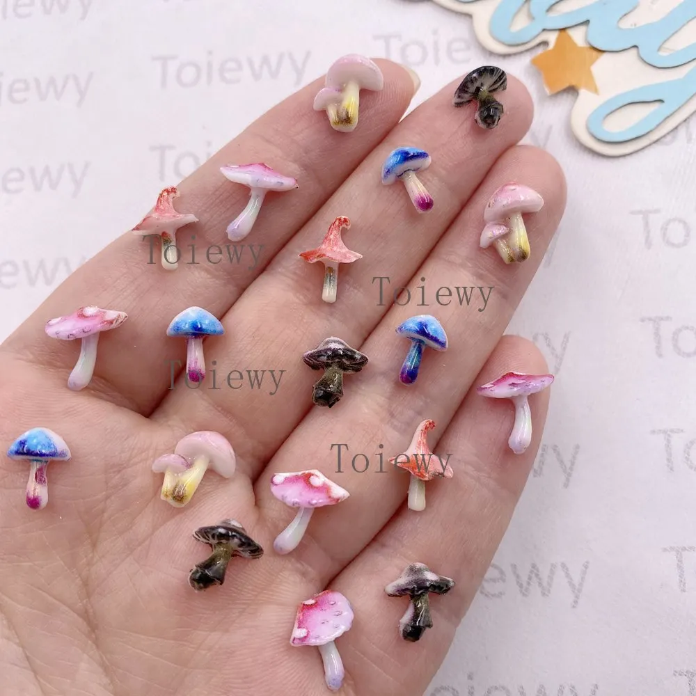 100 Piezas de Adornos de Resina Variados, Mini Flores Coloridas, Hongos, Piedras Planas, Apliques para Manualidades, Decoración de Uñas, Accesorios para Scrapbooking