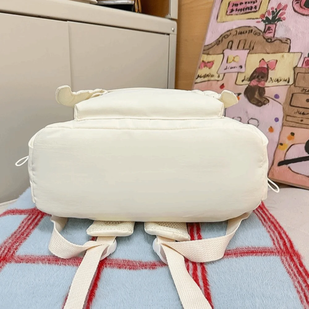 Versatile Angel Wing Backpack Solid Color Large Capacity Canvas Backpack Y2k Style Embroidered Pattern Shoulder Bag