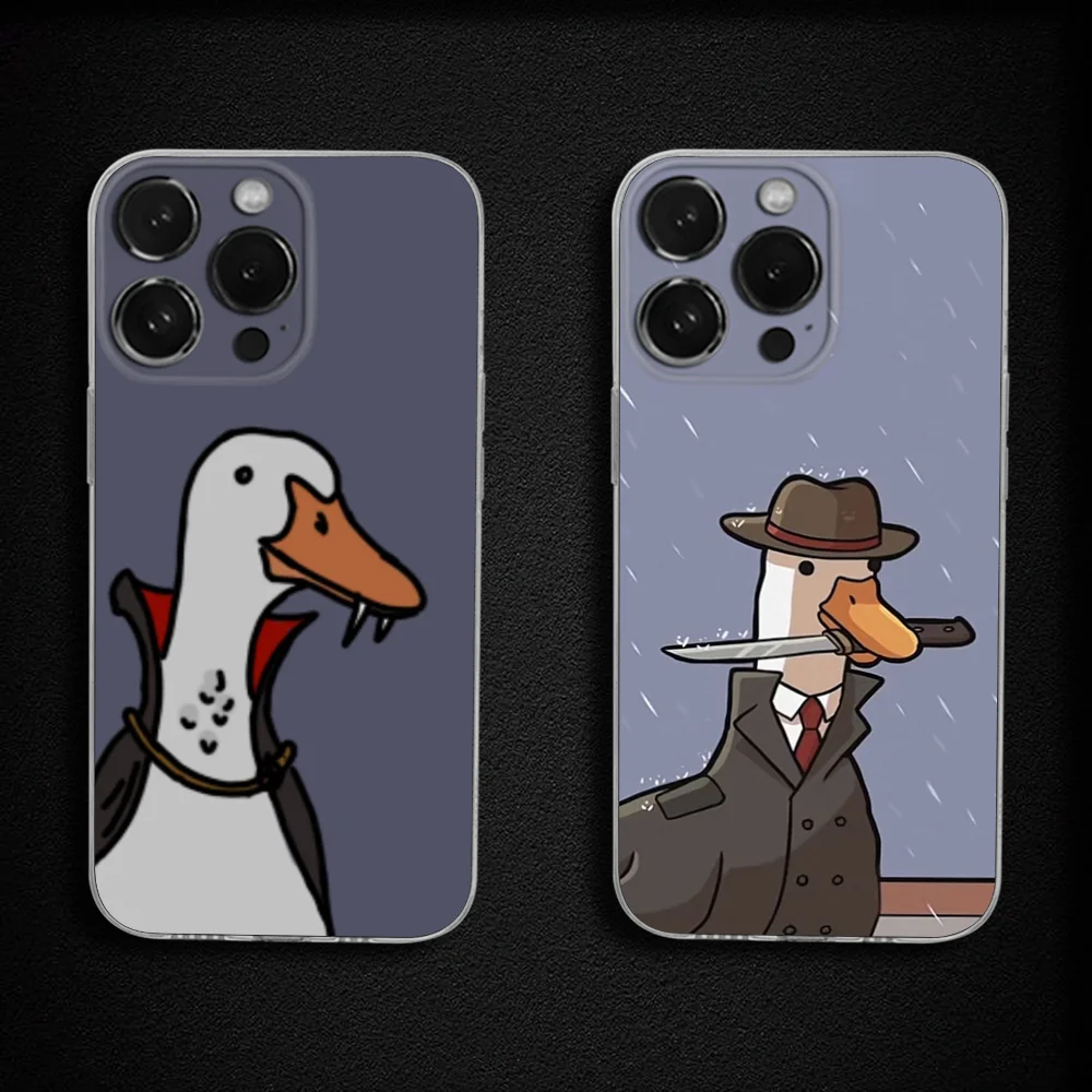 

Art Funny Duck Phone Case For iPhone 16,15,14,13,12,11 Plus,Pro,Max,XR,XS,X,Plus,SE,Mini Transparent Soft Cover