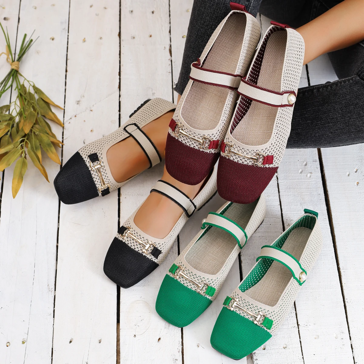 

2025 г., женская повседневная обувь на плоской подошве, элегантные удобные женские кроссовки на низком каблуке с квадратным носком, нескользящие легкие неглубокие лоферы