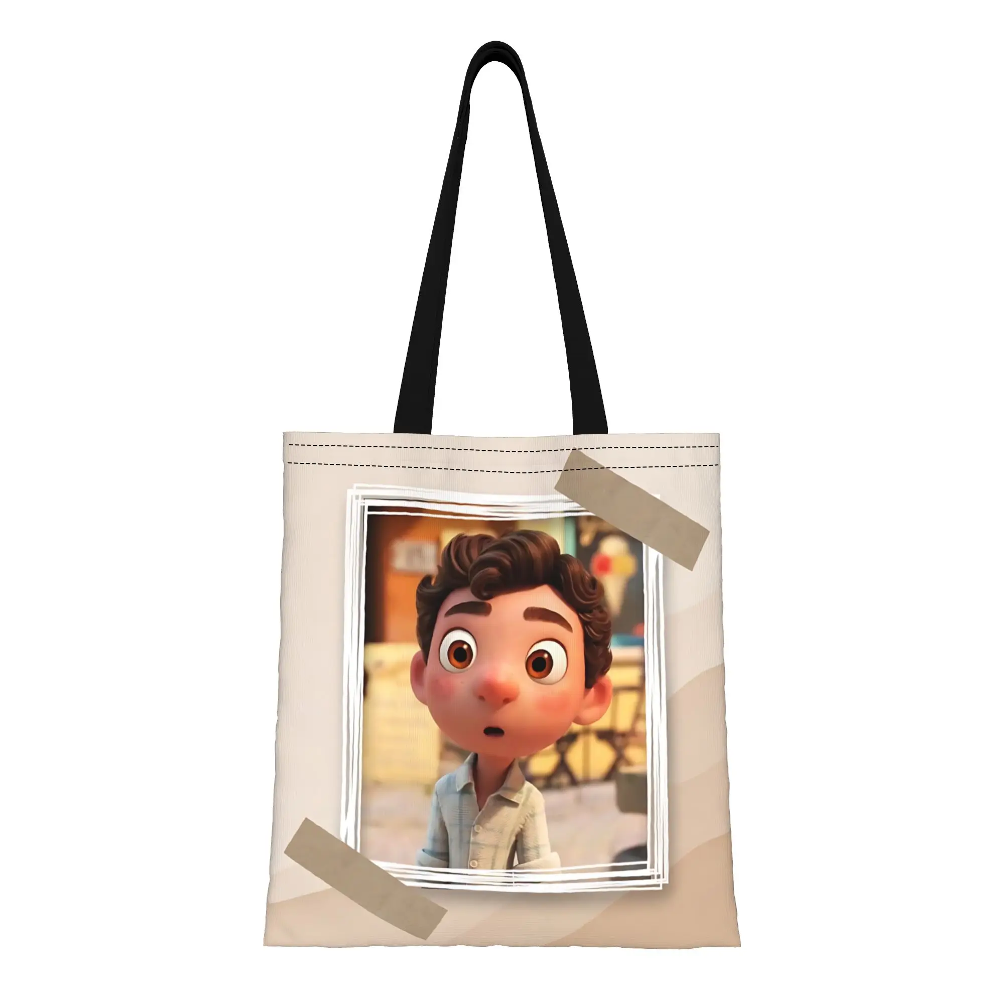 

1PC back to school Large Capacity Disney Luca Free Summer Days Canvas Tote Bag Foldable Chic Pattern Gifts