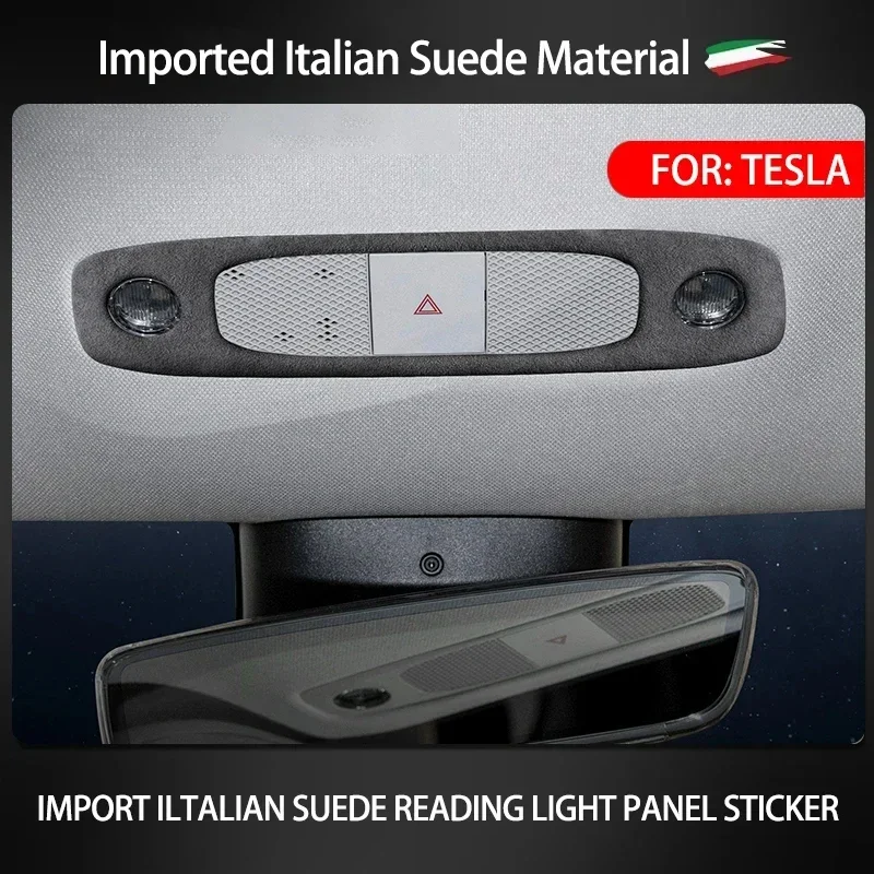 

For Tesla Model 3 Model Y 2018-2023 Car Suede Car Reading Light Frame Panel Trim Sticker Interior Front Inside Lamp Cover