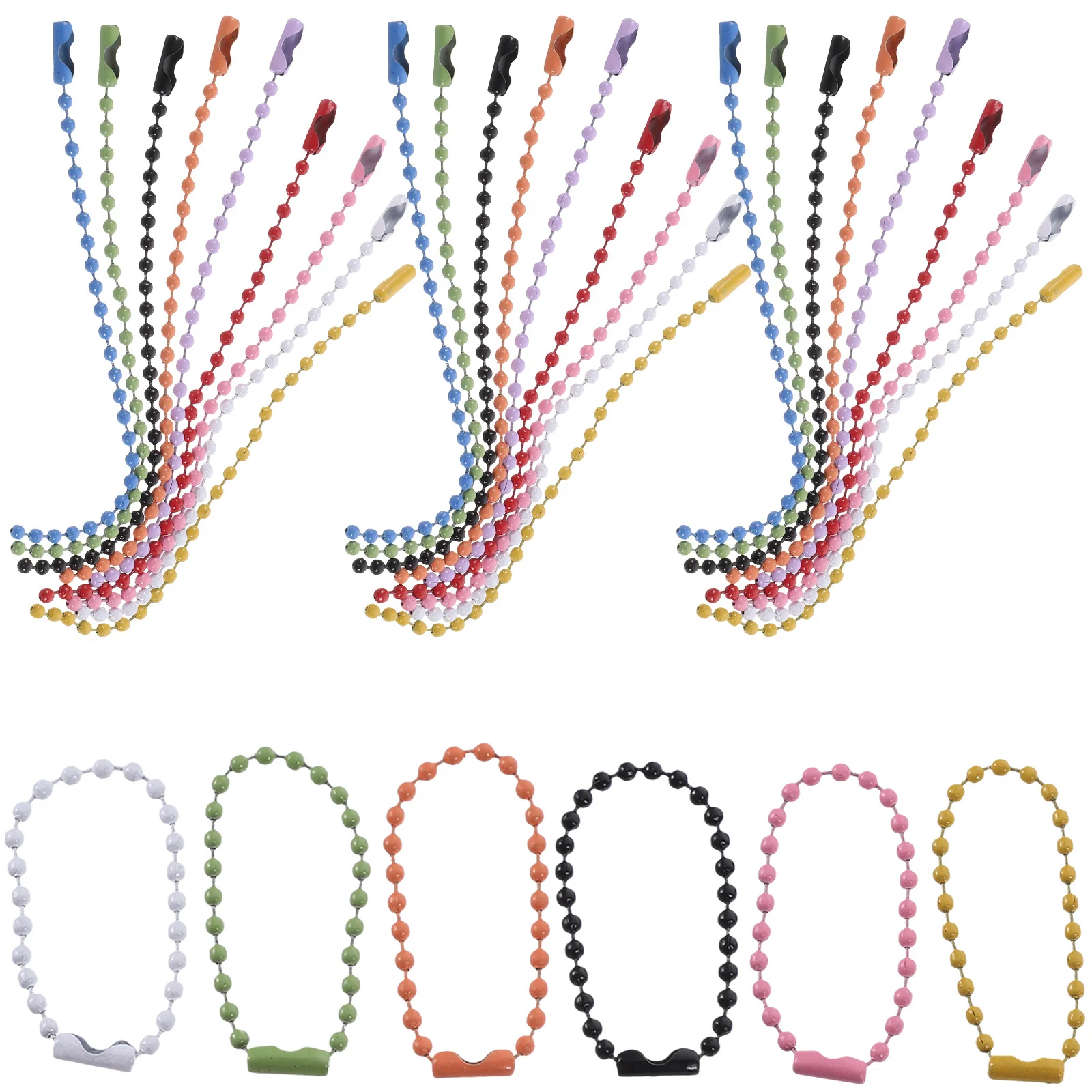 

100pcs Christmas Tree Pendant Chains Ball Bead Keychain Chain For Jewelry Decoration Tag Hanging Metal Ball Roller Chains