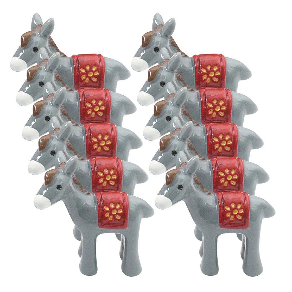 20 Pcs Mini Donkey Figurines Resin Small Animal Statues Garden Decor Micro Landscape DIY Tiny Donkey Ornaments Cartoon Miniature
