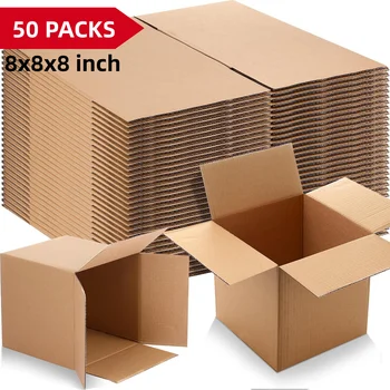 50個裝 8x8x8 牛皮瓦楞紙箱,棕色紙板運輸箱,適用於包裝、郵寄、禮品、儲存、電子商務、商業用途 8 最佳銷售 大號禮盒 - №5