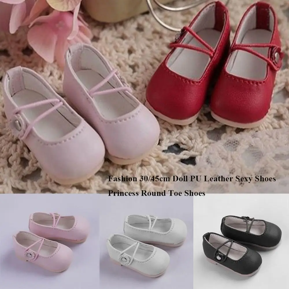 

Fashion Princess Shoes PU Leather Sexy Round Toe Shoes Cute DIY Accessories Play House Shoes for 1/4 1/6 BJD 30/45cm Dolls