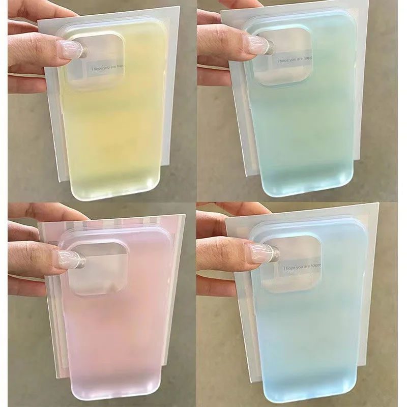

Half-translucent blue and green and pink and yellow iPhone case Transparent multi-color candy-shaped phone case available in fou