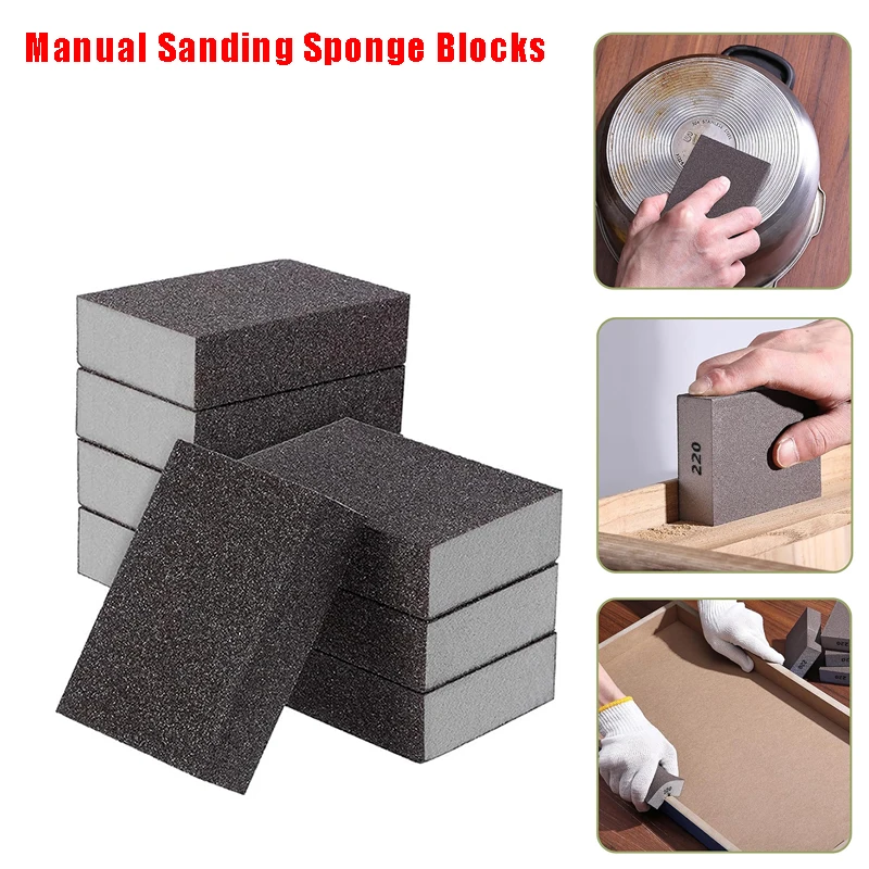 5/10 Pcs Manual Sanding Sponge Blocks,Metal and Wood Polishing and Grinding Sponge Pads, Wet and Dry Dual-Use Sponge Sandpaper