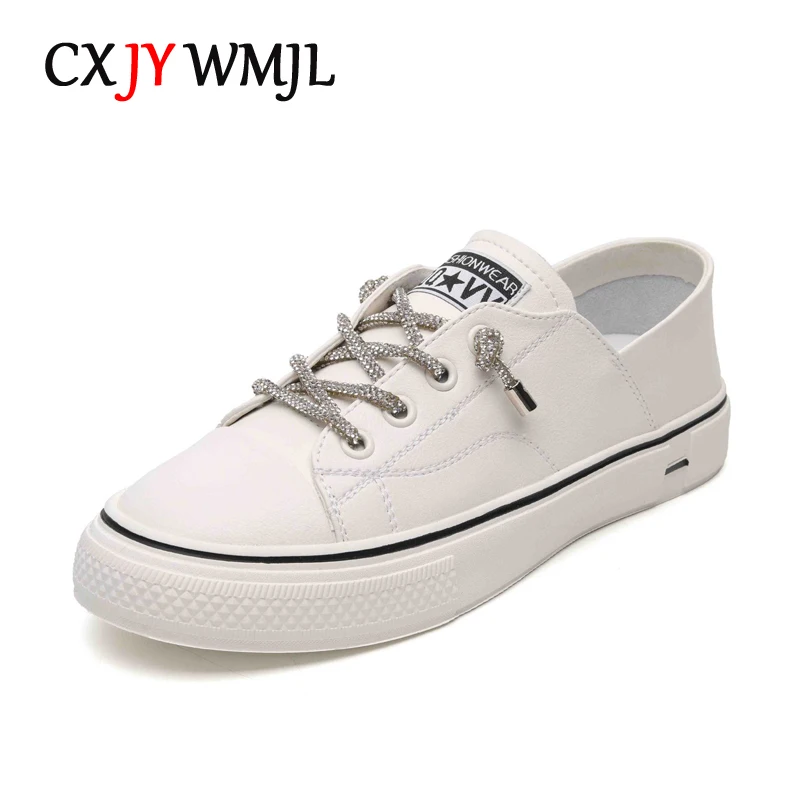 CXJYWMJL Court Sneakers for Women Genuine Leather Spring Autumn Casual Vulcanized Shoes Ladies Spring Sports Skate Shoes Lace-up