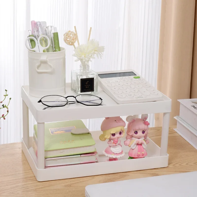 Multifunctional 2-Layer Desktop Storage Rack Stationery Organizer for Dormitory Transformation Efficient Storage Solution