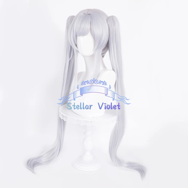 Game Azur Lane Wig Janus Halloween Cat Cosplay Wigs Cosplay Costumes Heat Resistant 100CM Long Silver Grey Janus Synthetic Wigs