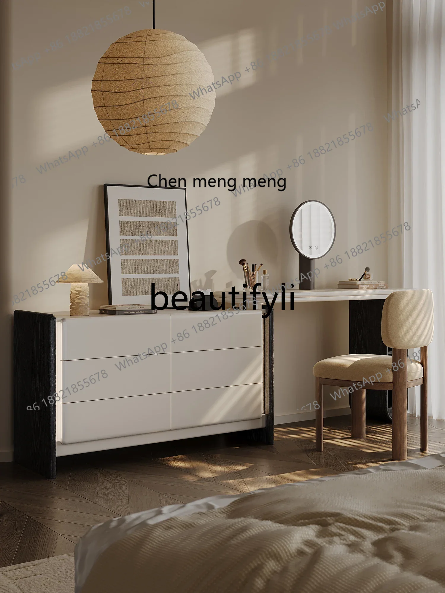 D178  Dresser, bedroom, storage chest, integrated light luxury, high-end makeup table, retractable corner