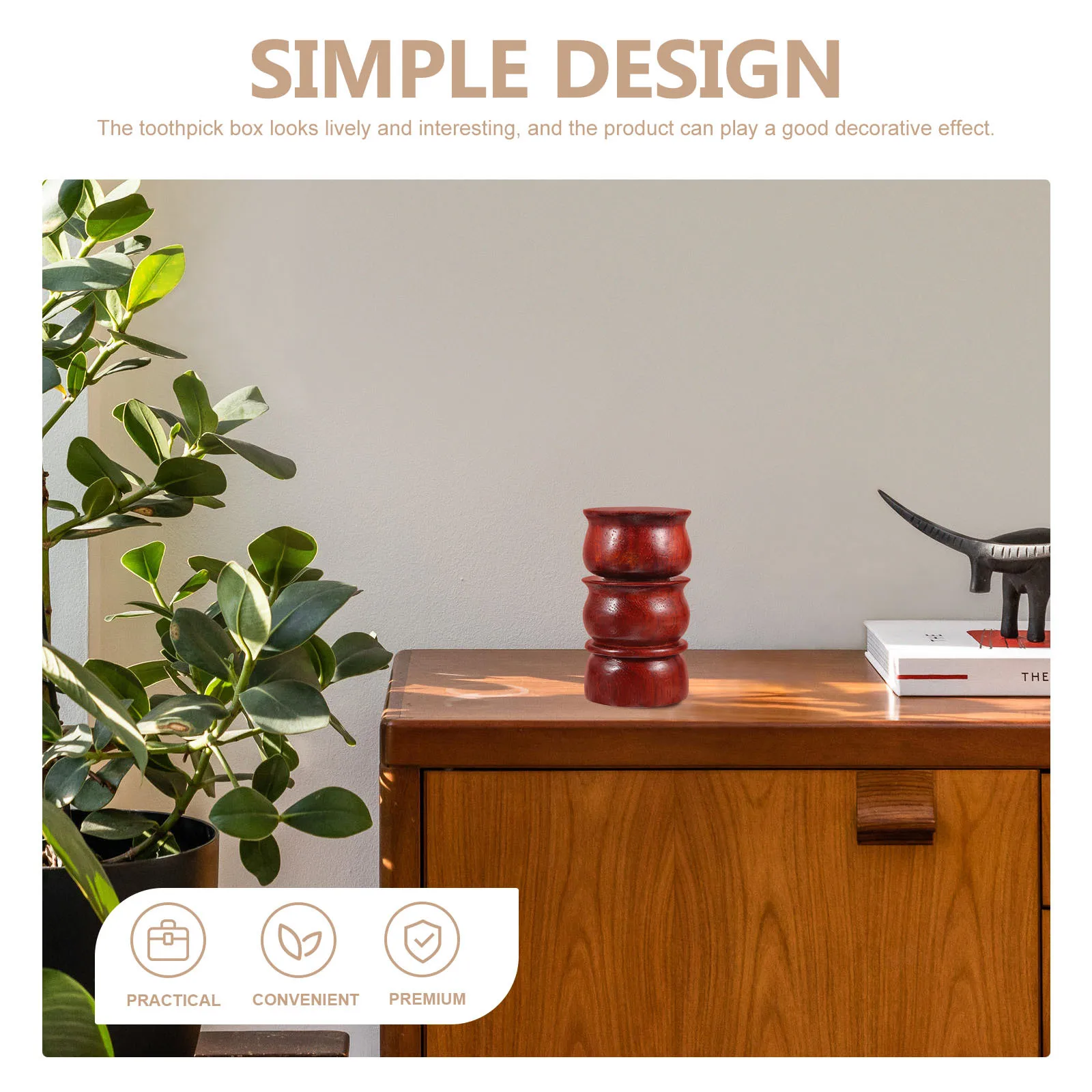 

1pcs Toothpick Storage Box Small Size Large Capacity Simple Desktop Organizer For Home Kitchen Bar Wood Toothpick Holder