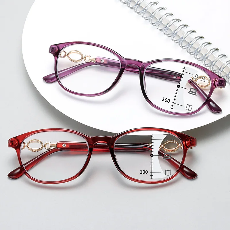 MYT_0541 Multifocal Progressive Reading Glasses Women Anti Blue UV Protect EyesGlasses Retangle Frame Eyewears +0.0~+4.0