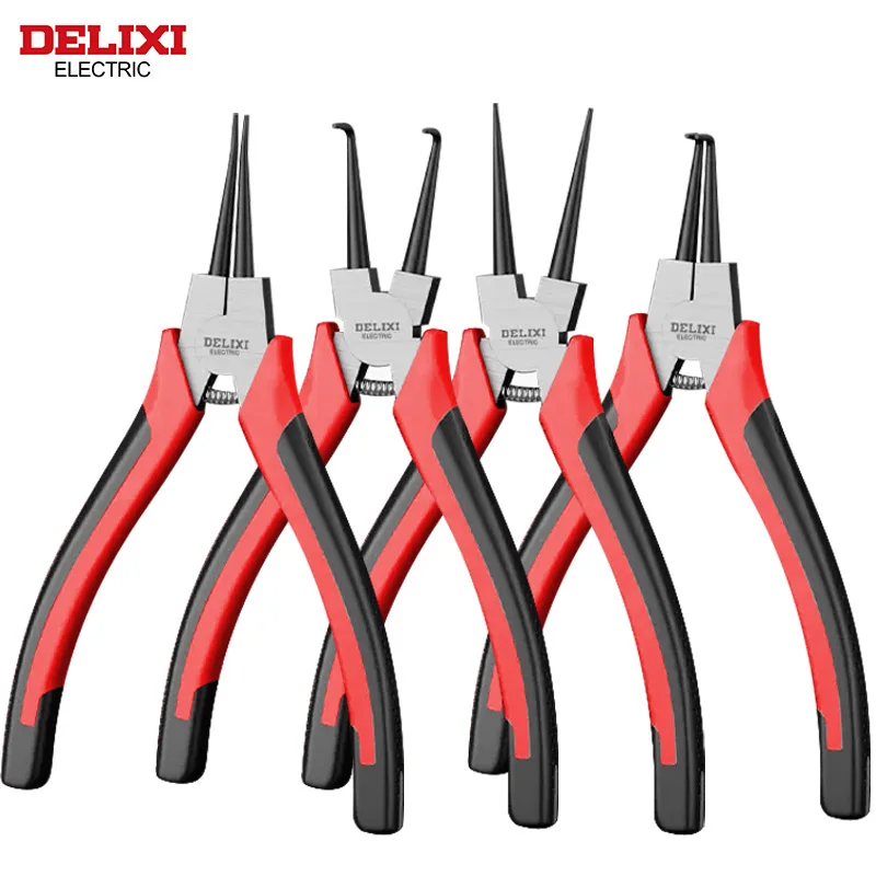 DELIXI ELECTRIC 4 Piece Snap Ring Pliers Set Heavy Duty 7