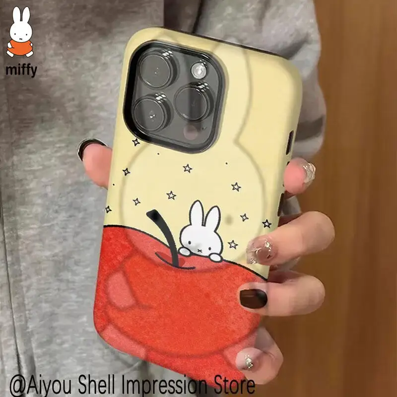 Cartoon Miffy Phone Case Ins Korean 16/15 Pro Phone Case Anime Print 14/13/12/11 Hard Case Anti Drop Phone Case
