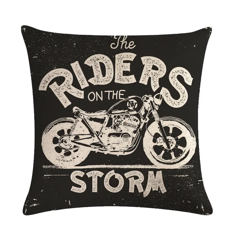 Motorcycle Poster Art Letter Print Ride Your Way Home Decoration Throw Pillow Case Vintage Motor Bike Sofa Cushion Cover