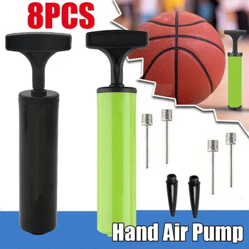 8Pcs Portable Ball Pump Set Flexible Pants Volleyball Football Basketball With Needle Hand Air Pump Durable Balloon Ball Inflato